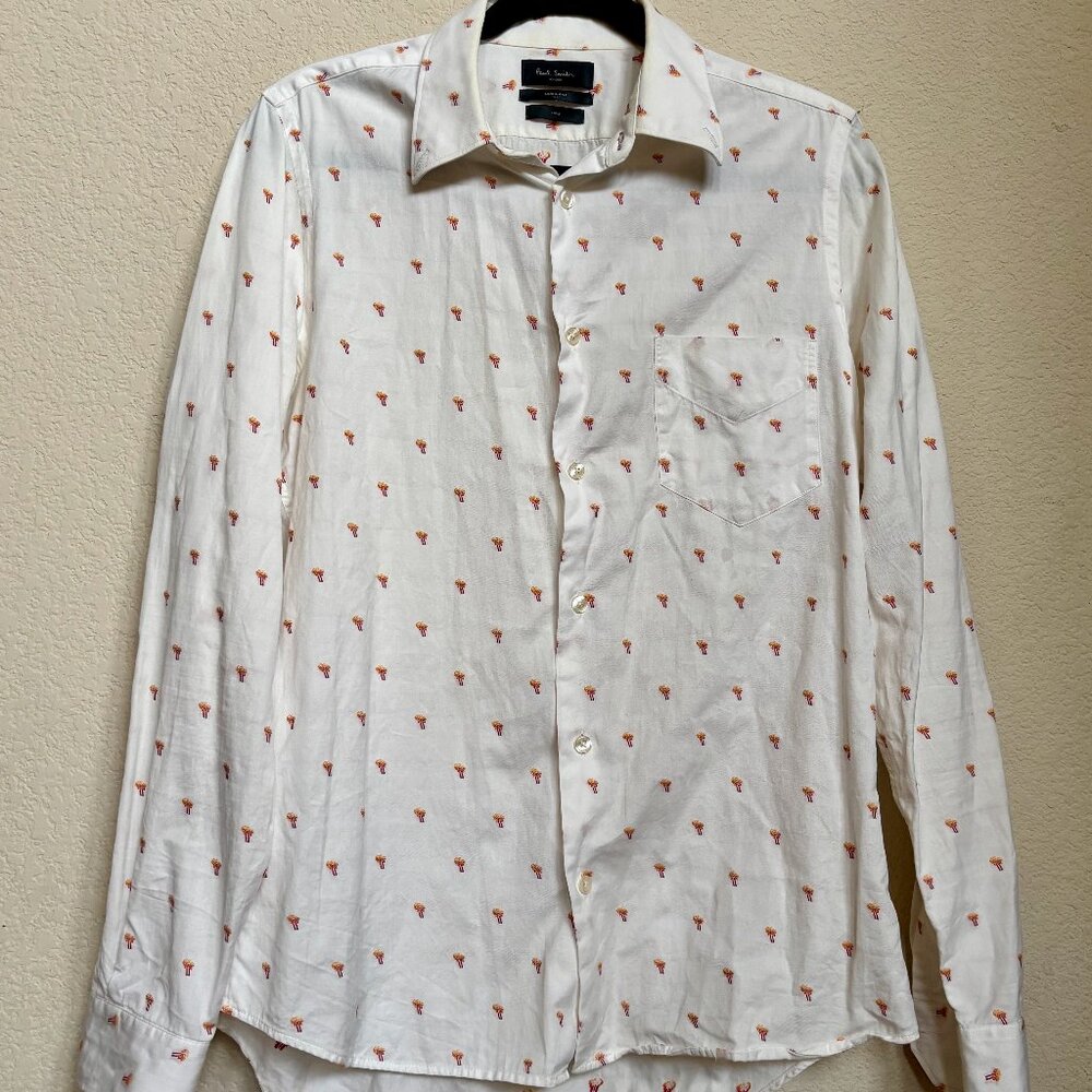 Paul Smith London Soho Fit Button Down Shirt Palm Tree Made In Italy 15.5 M